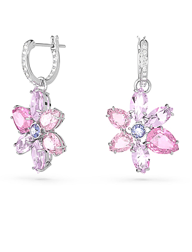 Swarovski Jewelry Gema, Pierced Earrings Mini Hoops Pink, Rhodium