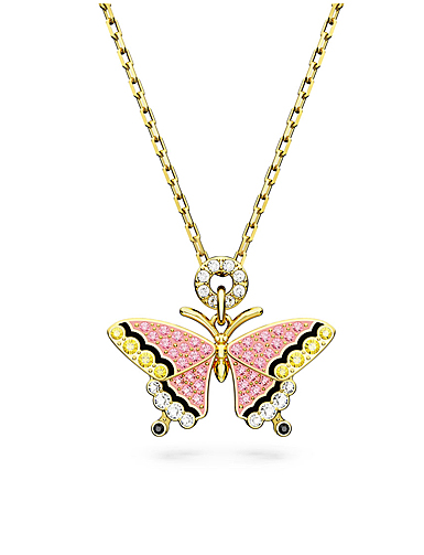 Swarovski Multicolor Crystals and Gold Idyllia Butterfly Pendant Necklace