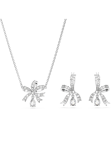 Swarovski Jewelry Set Volta, Necklace and Earrings, Crystal, Rhodium