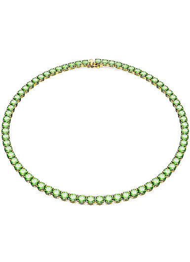 Swarovski Green Crystal and Gold Matrix Tennis Necklace