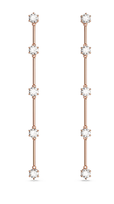 Swarovski Constella drop earrings, Round cut, White, Rose gold