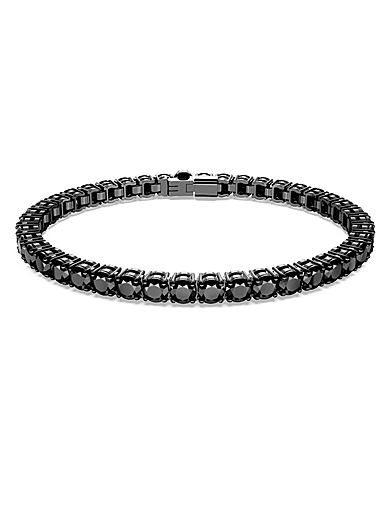Swarovski Matrix Tennis bracelet, Round cut, Black, Ruthenium XL