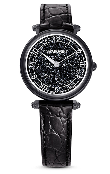 Swarovski Crystalline Wonder Swiss Made Leather Strap Black Watch