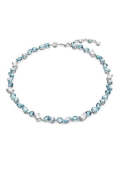Swarovski Gema necklace, Mixed cuts, Blue, Rhodium