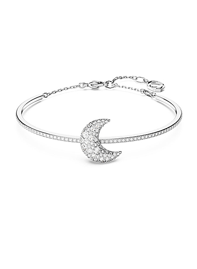 Swarovski Luna bangle, Moon, White, Rhodium