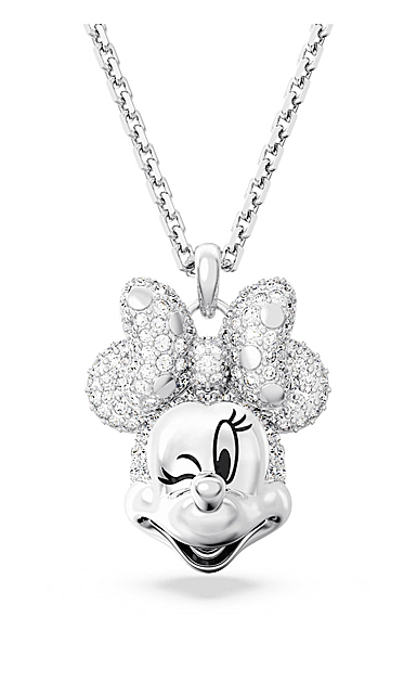 Swarovski Crystal and Rhodium Disney Minnie Mouse Pendant Necklace