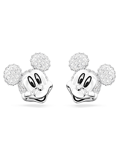 Swarovski Disney Mickey Mouse stud earrings, White, Rhodium