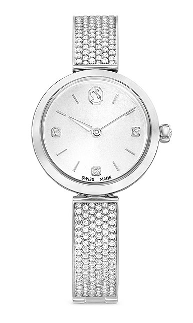 Swarovski Illumina watch, Swiss Made, Metal bracelet, Silver tone, Stainless steel