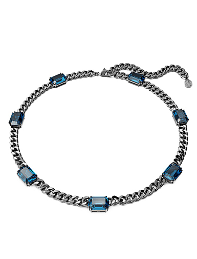 Swarovski Millenia necklace, Octagon cut, Blue, Ruthenium