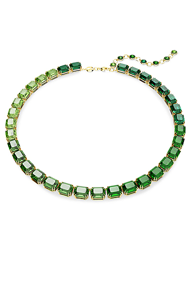 Swarovski Millenia necklace, Octagon cut, Color gradient, Green, Gold