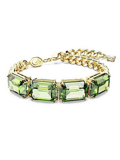 Swarovski Millenia bracelet, Octagon cut, Green, Gold