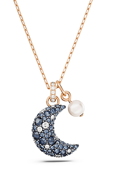 Swarovski Luna pendant, Moon, Multicolored, Rose gold