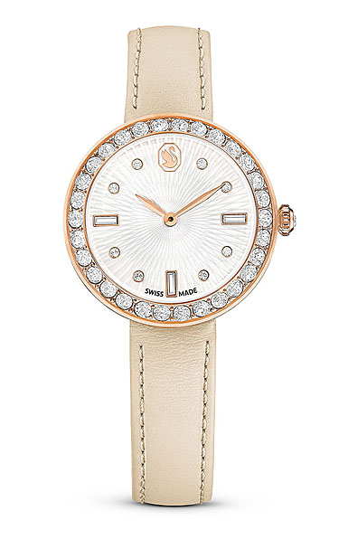 Swarovski Certa watch, Swiss Made, Leather strap, Pink, Rose gold-tone ...