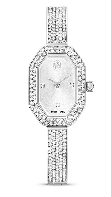 Swarovski Dextera Bangle watch, Swiss Made, Metal bracelet, Silver tone, Stainless steel