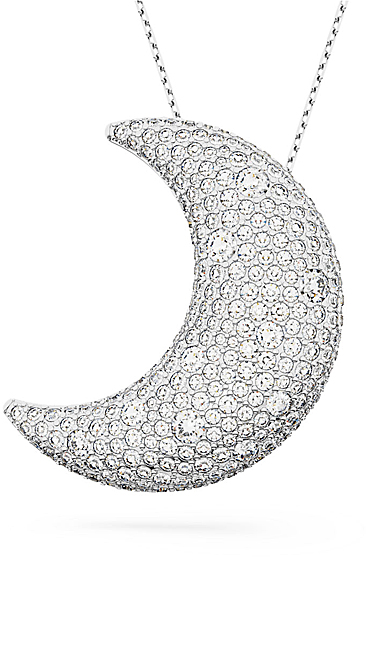 Swarovski Luna pendant, Moon, White, Rhodium