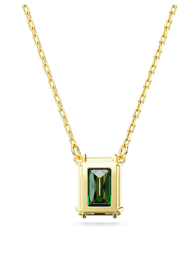 Swarovski Matrix pendant, Rectangular cut, Green, Gold