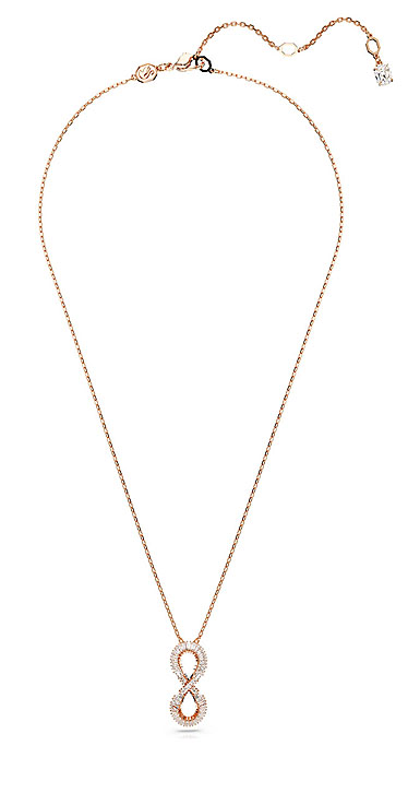 Swarovski Hyperbola pendant, Infinity, White, Rose gold-tone plated