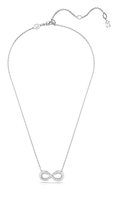 Swarovski Hyperbola pendant, Infinity, White, Rhodium plated