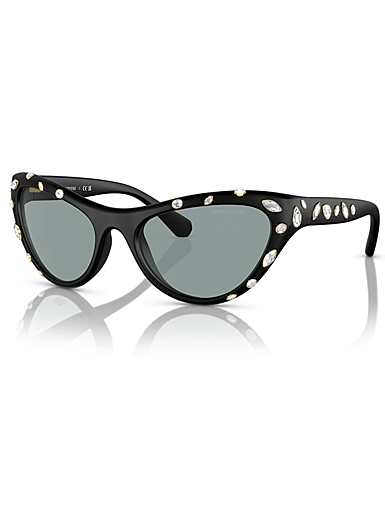 Swarovski Sunglasses, Cat-eye shape, Black