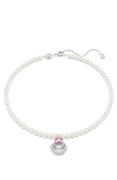 Swarovski Idyllia pendant, Mixed cuts, Crystal pearls, Shell, Pink, Rhodium plated