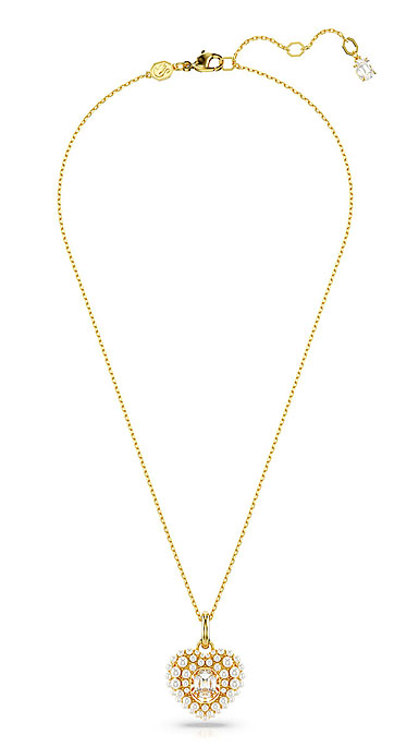 Swarovski Hyperbola pendant, Heart, White, Gold-tone plated
