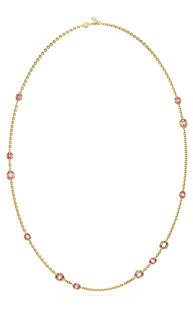 Swarovski Imber strand, Round cut, Pink, Gold-tone plated