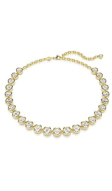 Swarovski Imber necklace, Round cut, White, Gold-tone plated
