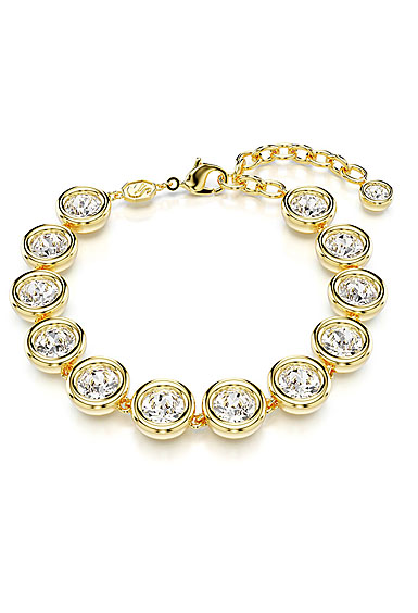 Swarovski Imber bracelet, Round cut, White, Gold-tone plated
