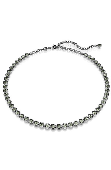 Swarovski Imber Tennis necklace, Round cut, Gray, Ruthenium plated