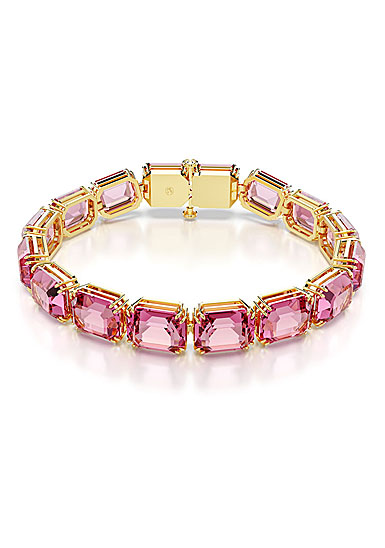 Swarovski Millenia bracelet, Octagon cut, Pink, Gold-tone plated
