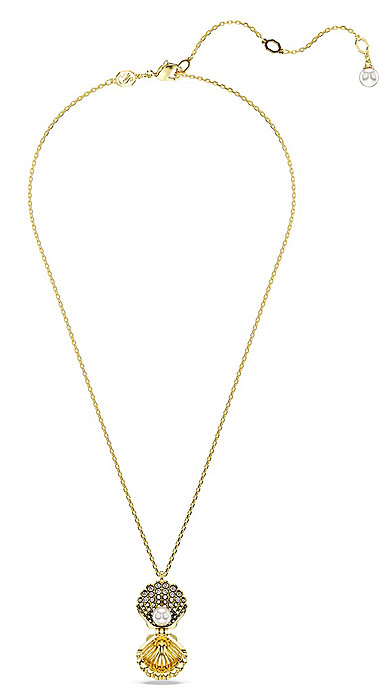 Swarovski Idyllia pendant, Crystal pearl, Shell, White, Gold-tone plated