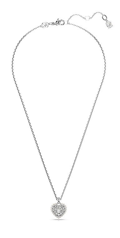 Swarovski Hyperbola pendant, Heart, White, Rhodium plated