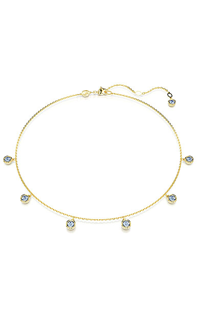 Swarovski Imber necklace, Round cut, Light blue, Gold-tone plated