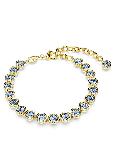 Swarovski Imber bracelet, Round cut, Blue, Gold-tone plated