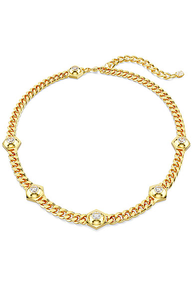 Swarovski Numina necklace, Round cut, White, Gold-tone plated