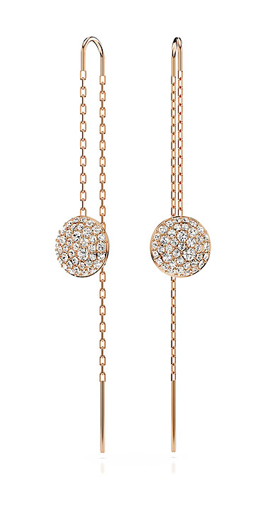 Swarovski Meteora drop earrings, White, Rose gold-tone plated