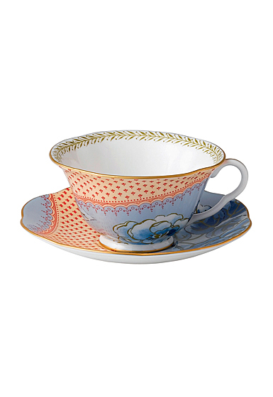 Wedgwood Butterfly Bloom Teacup and Saucer Set Blue Peony