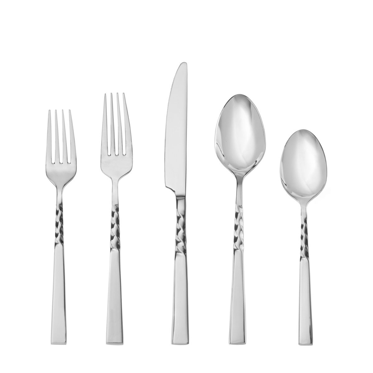 Fortessa Stainless Flatware SOO Wrought 5 Piece Place Setting
