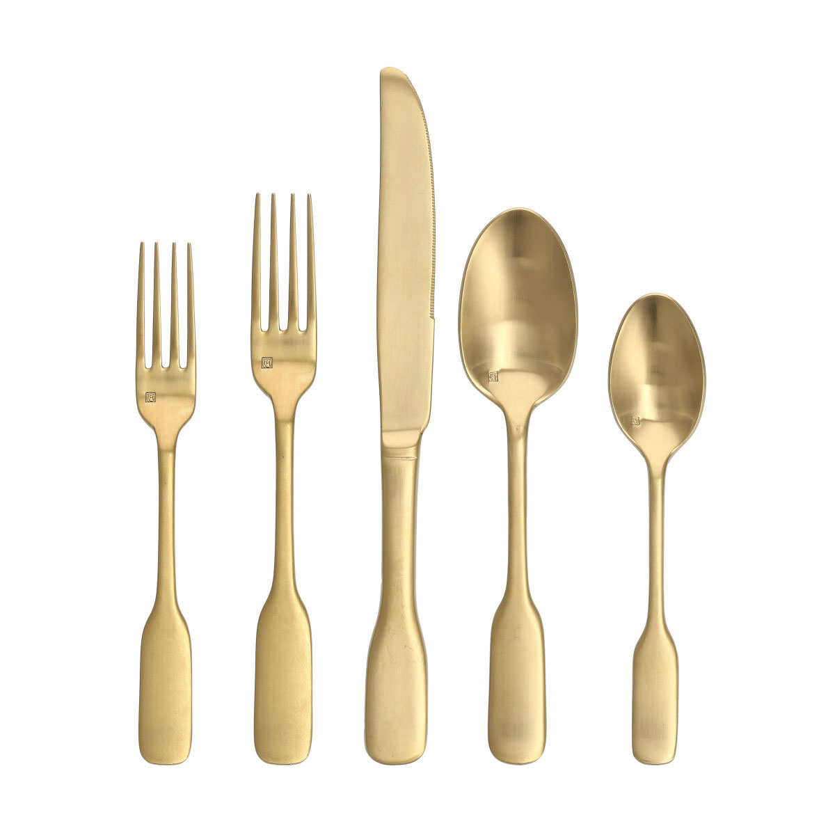Fortessa Stainless Flatware Ashton Brushed Gold 5 Piece Place Setting