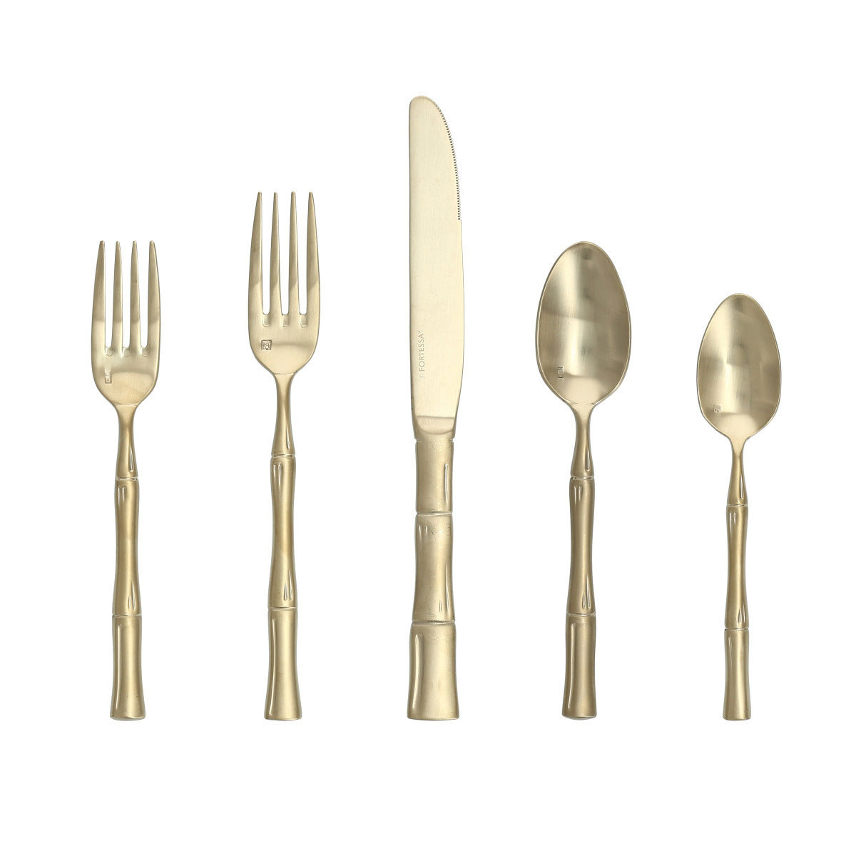 Fortessa Stainless Flatware Royal Pacific Brushed Champagne 5 Piece Place Setting