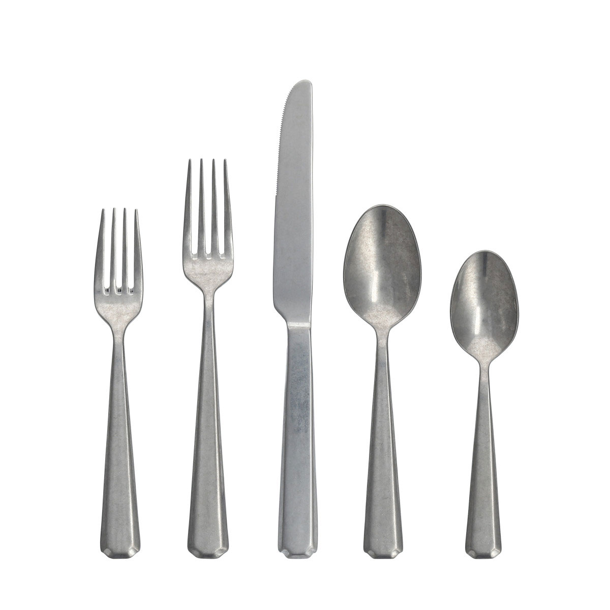 Fortessa Stainless Flatware Valen Tumbled 5 Piece Place Setting