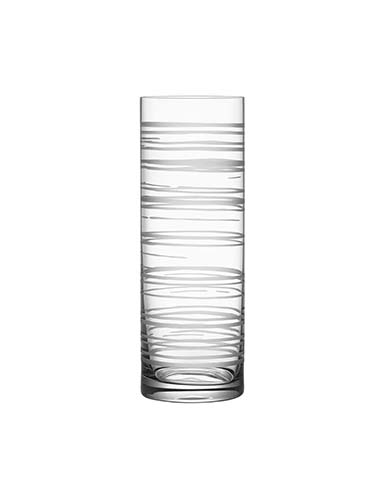 Orrefors Crystal, 11.81" Graphic Cylinder Crystal Vase