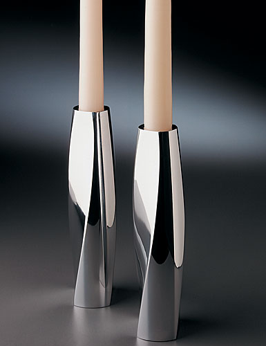 Nambe Metal Twist Candlesticks, pair