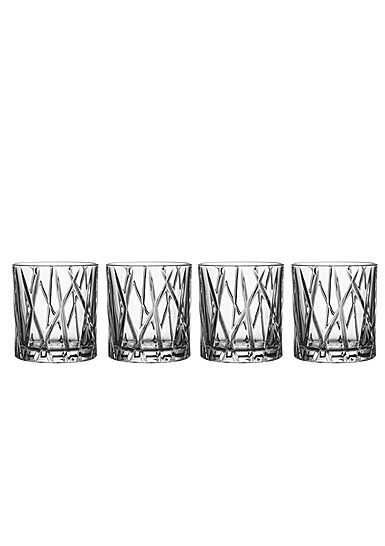 Orrefors Crystal, City Crystal Old Fashioned Tumbler Glass, Set of Four