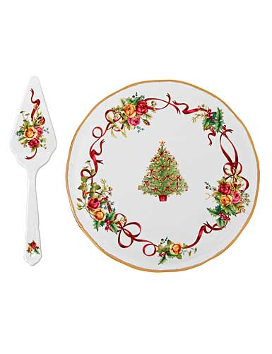 Royal Albert Old Country Roses 2018 Christmas Tree Low Cake Plate and Server