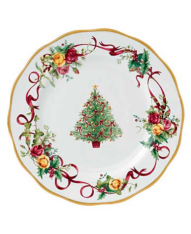 Royal Albert Old Country Roses Christmas Tree Dinner Plate, Single