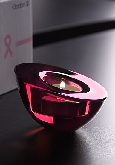 Orrefors Delight Breast Cancer Awareness Votive, Pink