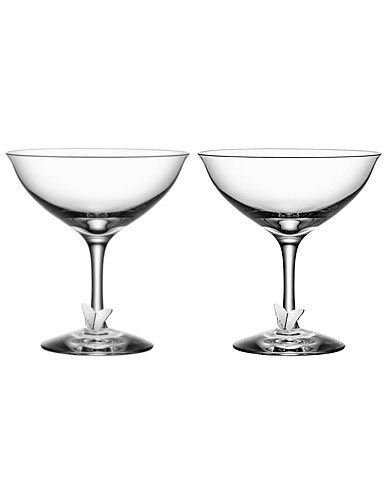 Orrefors Crystal, Butterfly Crystal Champagne Coupe, Pair