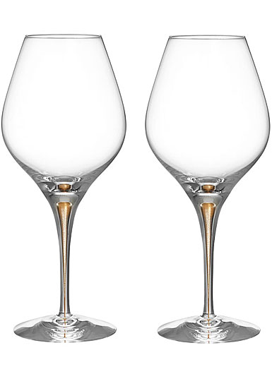 Orrefors Intermezzo Gold Aroma Wine Glasses Pair