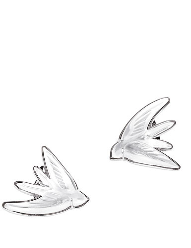 Lalique Hirondelle Clip On Earrings, Clear
